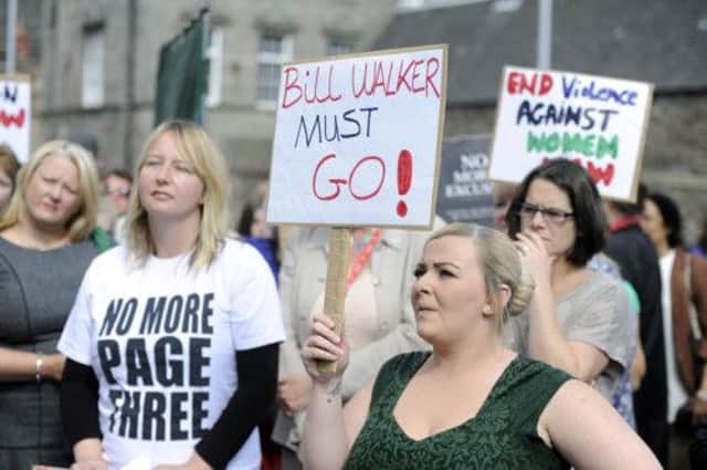 Demonstrators called for Bill Walker to resign. Picture: Jule Bull