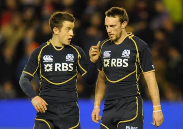 Scotland's Greig Laidlaw and Mike Blair. Picture: Ian Rutherford