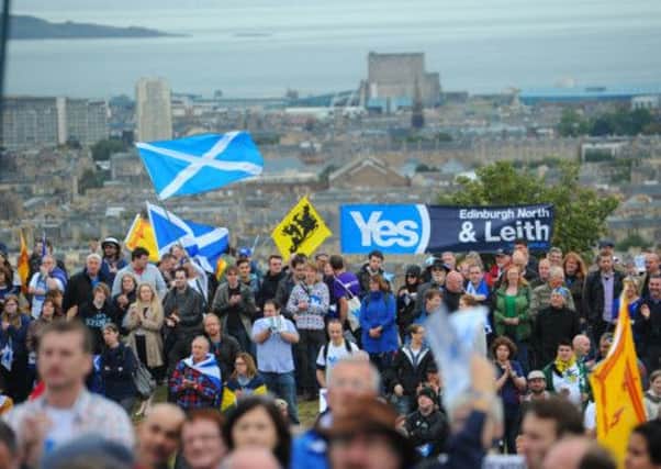 Yes supporters attend the Scottish independence rally in Edinburgh. Picture: Robert Perry