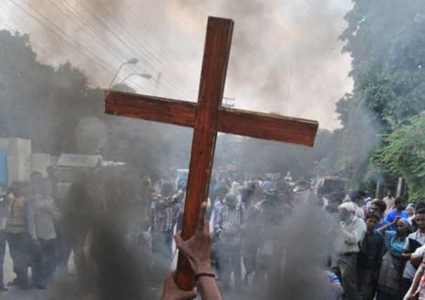 Christians in Lahore protest following yesterdays church attack in Pakistan. Picture: AFP/Getty Images