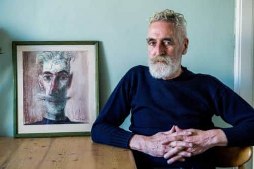John Byrne with his self-portrait. Picture: Ian Georgeson