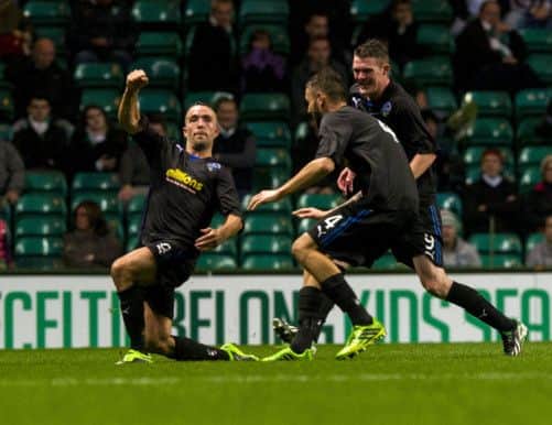 Dougie Imrie celebrates after giving Morton a shock lead in extra time. Picture: SNS