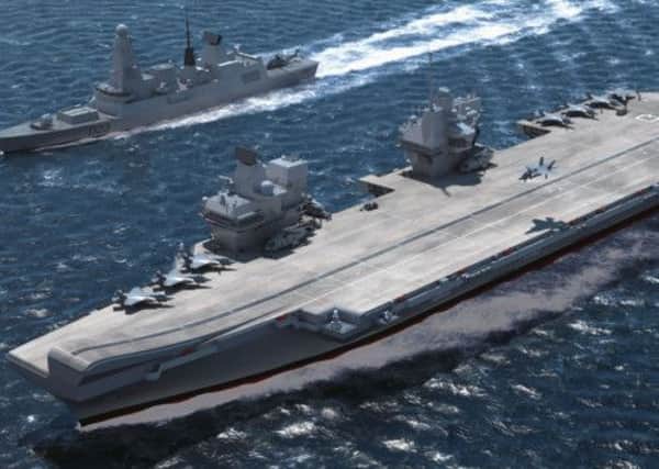 Computer generated images of the HMS Queen Elizabeth and HMS Prince of Wales aircraft carriers. Picture: PA