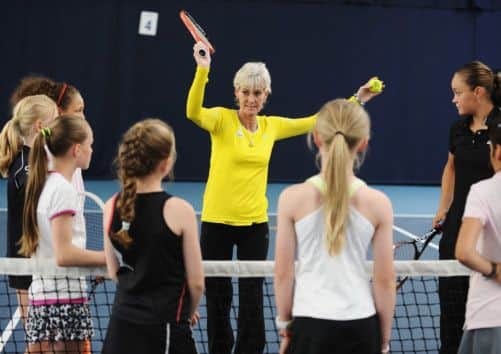 Judy Murray coaches youngsters earlier this year. Picture: Getty