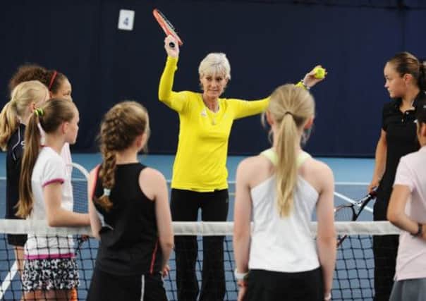Judy Murray coaches youngsters earlier this year. Picture: Getty