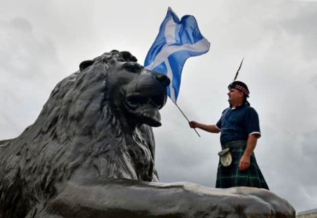 A Scotland fan in Trafalgar Square before Scotland's game against England. Picture: Phil Wilkinson