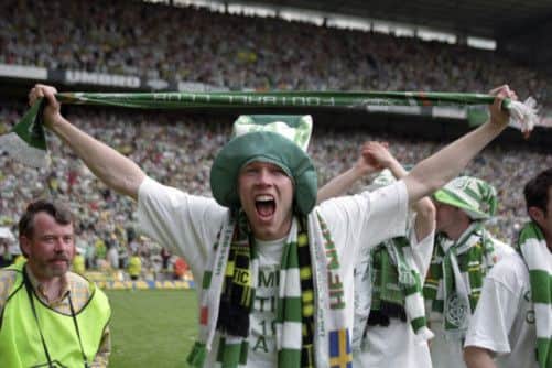 Morten Wieghorst celebrates a title win with Celtic in 1998. Picture: SNS