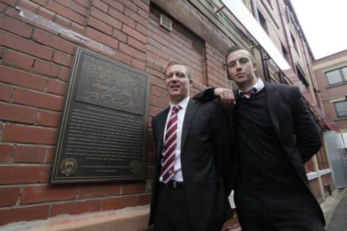 Hearts captain Danny Wilson and manager Gary Locke. Picture: SNS