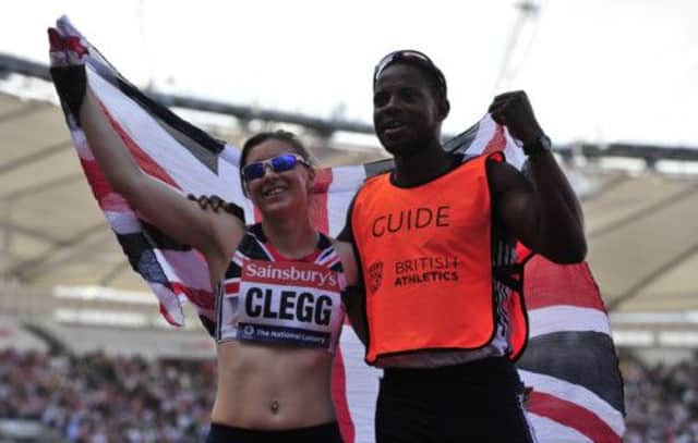Libby Clegg after she won the womens T12 100 metres in London this year. Picture: Getty