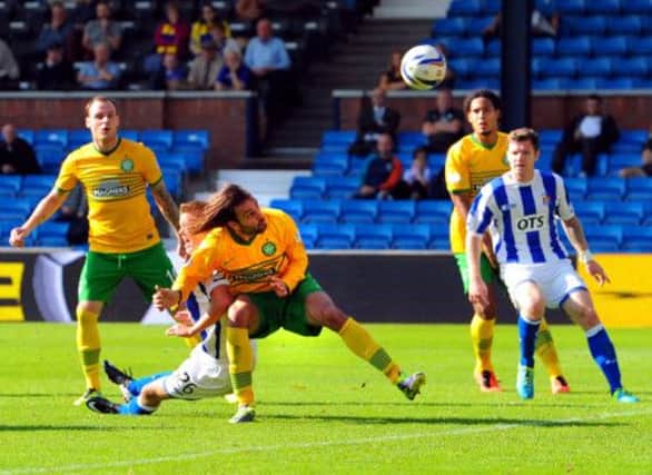 Georgios Samaras finishes off his hat-trick against Killie yesterday. Picture: Robert Perry