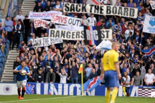 Rangers fans protest at Ibrox on Saturday. Picture: SNS