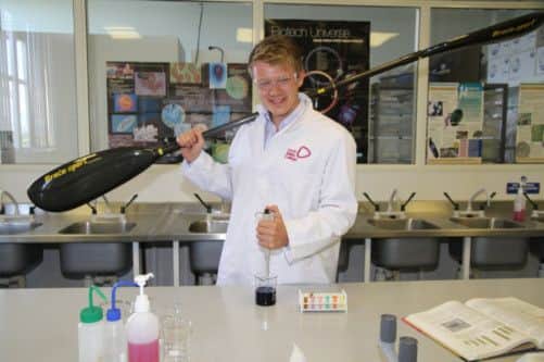 Chemistry lecturer Colin McMorrin divides his time between his lab and his kayak