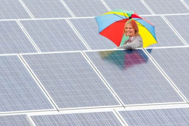 Edinburgh College Principal Mandy Exley is justifiably proud of Scotland's first solar meadow at the college's Midlothian Campus. Picture: Paul Johnston