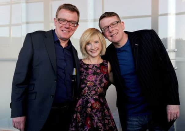 Jane Horrocks with the Proclaimers at the international premiere of Sunshine on Leith. Picture: Jane Barlow