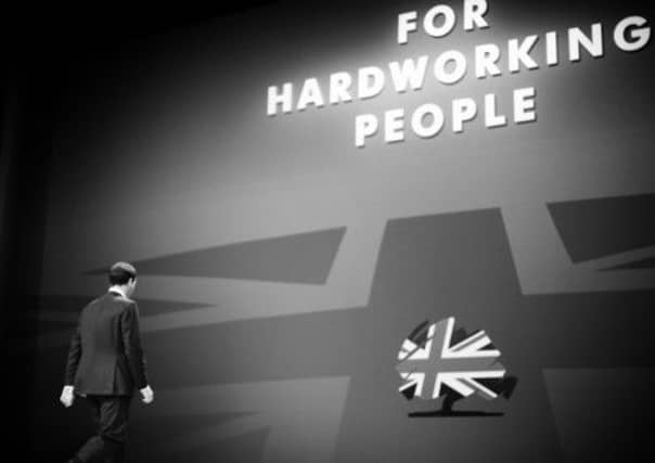 Chancellor of the Exchequer George Osborne leaves the stage at the Conservative Party Conference. Picture: Getty