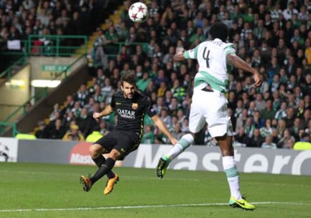 Cesc Fabregas scores the only goal of last nights game at Celtic Park. Picture: PA