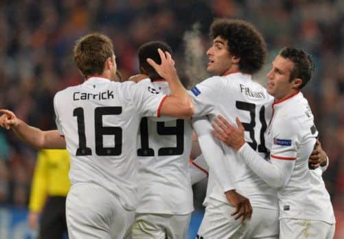 Manchester United players celebrate Danny Welbeck's goal. Picture: Getty