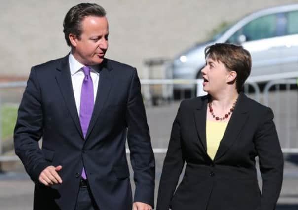 Prime Minister David Cameron with Scottish Conservative Leader Ruth Davidson. Picture: PA