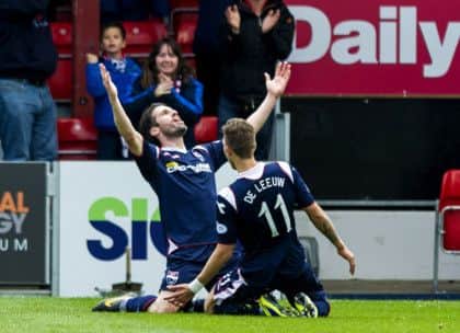 Rocco Quinn (left) celebrates with his team mate Melvin de Leeuw. Picture: SNS