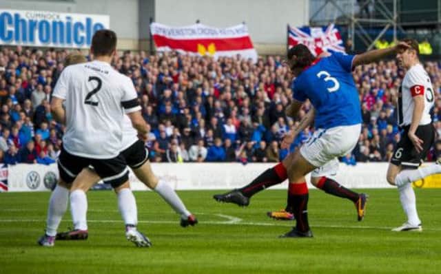 Moshni puts Rangers two ahead. Picture: SNS
