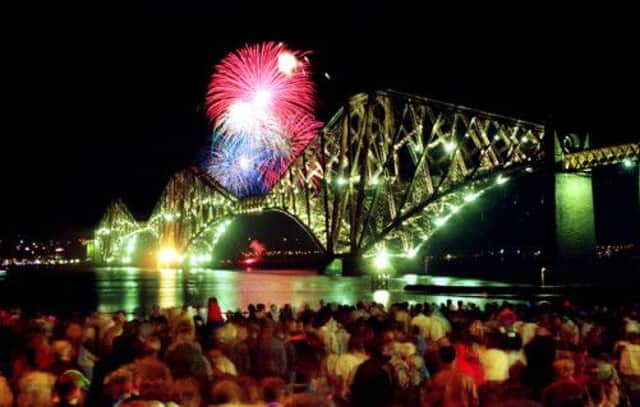 On this day in 1990 a fireworks party celebrated the centenary of the Forth Bridge linking North and South Queensferry. Picture: Hamish Campbell