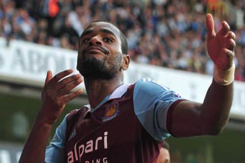 West Ham United's Ricardo Vaz Te celebrates scoring his team's second goal. Picture: Getty