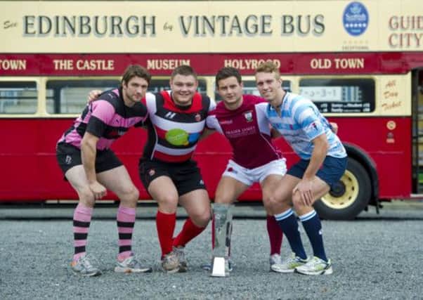 From left, Andy Dunlop, Jamie Swanson, Chris Auld and Alex Blair teamed up for yesterdays British & Irish Cup launch. Picture:SNS