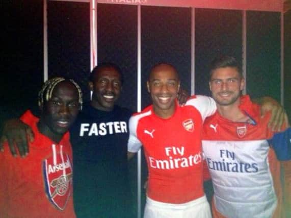 Linford Christie tweeted this picture, which appears to show Thierry Henry in the new Arsenal kit. Picture: Twitter