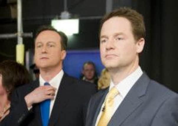 Prime Minister David Cameron and his co-pilot Nick Clegg. Picture: Reuters