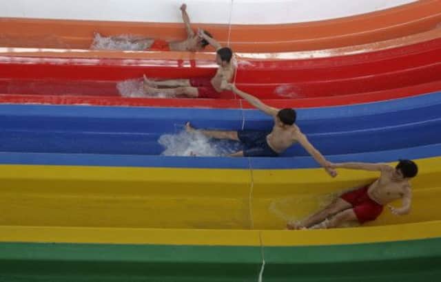 The huge water slide at a public swimming pool in Kabul. Picture: Reuters