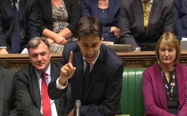 Labour party leader Ed Miliband challenges the Prime Minister at PMQs. Picture: PA