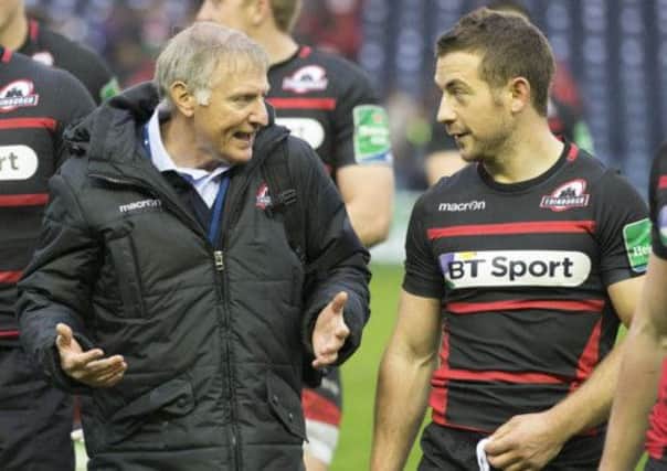 Edinburgh coach Alan Solomon with man of the match Greig Laidlaw. Picture: PA
