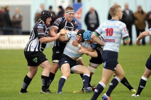 Edinburgh Accies' Hamish Watson is tackled during Saturday's defeat by Pontypridd. Picture: Greg Macvean