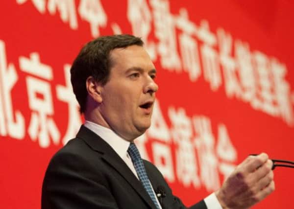 Chancellor of the Exchequer George Osborne addresses staff and students at Peking University in Beijing. Picture: PA