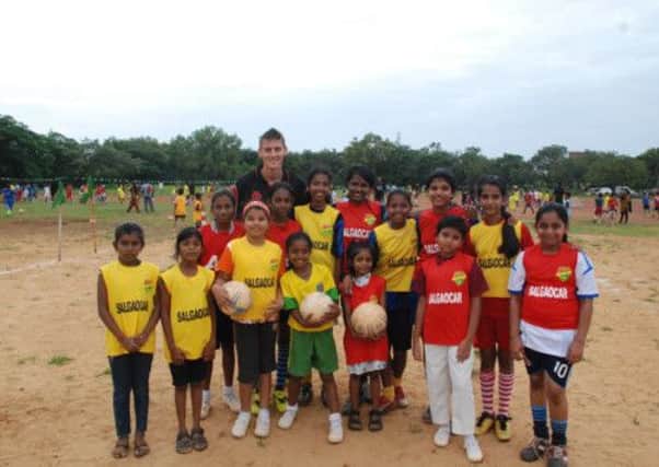 Darryl Duffy coaches a group of kids after making the switch to Indias I-League in the summer. Picture: Contributed