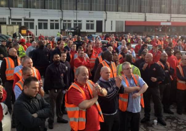 Postal workers at a meeting at Mount Pleasant Royal Mail site in central London. Picture: PA