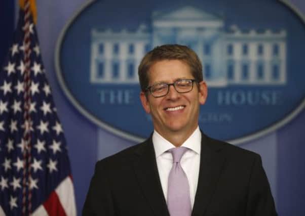 White House press secretary Jay Carney talks to the press after lawmakers reached a deal to avoid default and reopen the government. Picture: AP