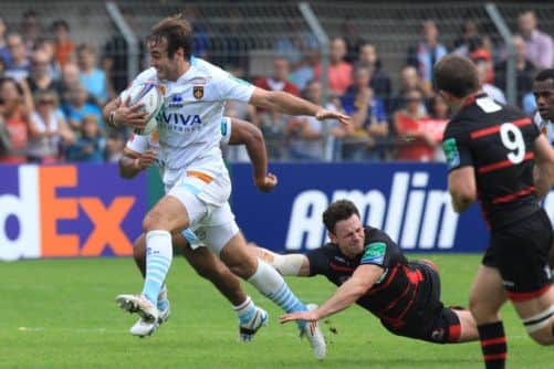 Joffrey Michel breaks through. Edinburgh succumbed to Perpignan in the Heineken Cup. Picture: SNS