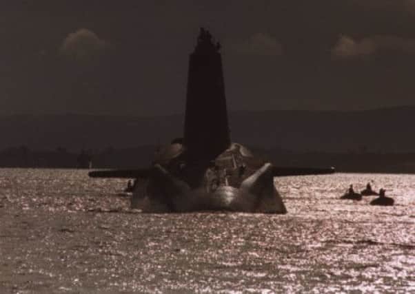 A Trident submarine on the Clyde. Picture: TSPL