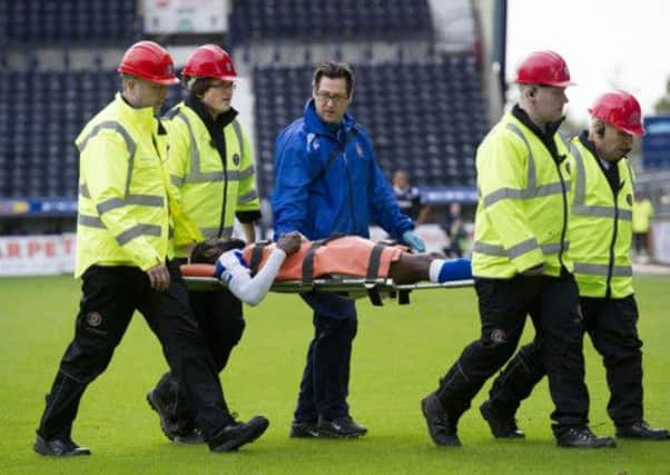 Kilmarnock's Rabiu Ibrahim leaves the pitch on Saturday. Picture: SNS