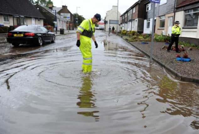 Flooding in the town of Kilwinning, Ayrshire. Picture: HeMedia