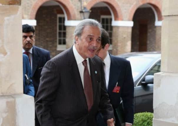 Prince Saud al-Faisal yesterday arrived in London for a meeting of the London 11 collective of foreign ministers. Picture: Getty