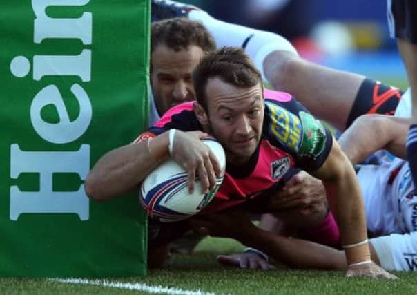 Gareth Davies of Cardiff Blues, scoring the winning try against Heineken Cup holders Toulon on Saturday. Wales' regions have committed to the Rugby Champions Cup. Picture: Getty