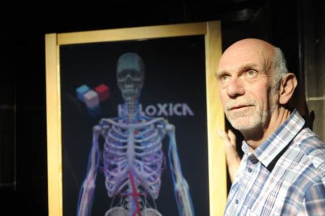 Professor Gordon Findlater with the human hologram. Picture:  Greg Macvean