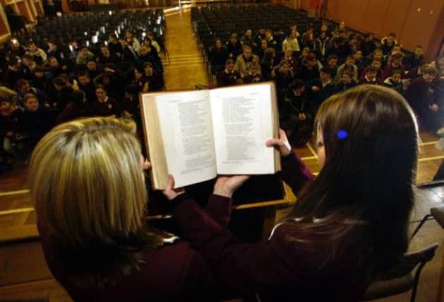 School assembly brings students together for worship, an event to which parents of pupils at Catholic schools are often invited. Picture: Colin Hattersley