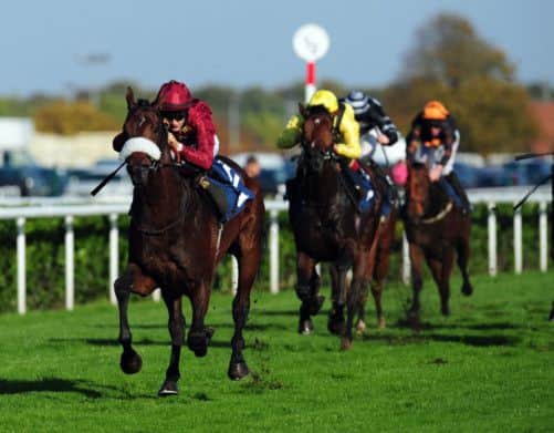 Harry Bentley rides End of Line to a 25-1 win at Doncaster yesterday. Picture: PA