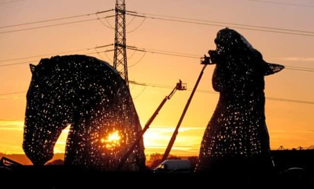 The giant horse heads are situated beside the M9 motorway, near Falkirk. Picture: Saltire News and Sport