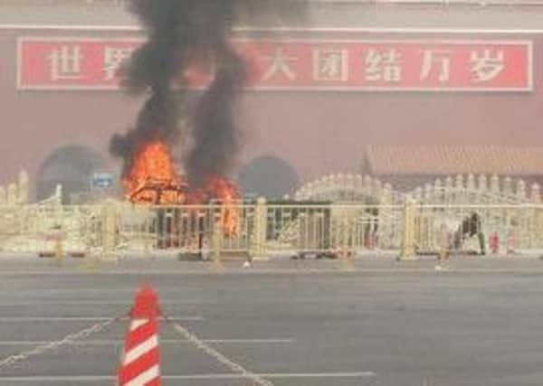 The crash happened in one of Chinas most politically sensitive and symbolic areas. Picture: Twitter