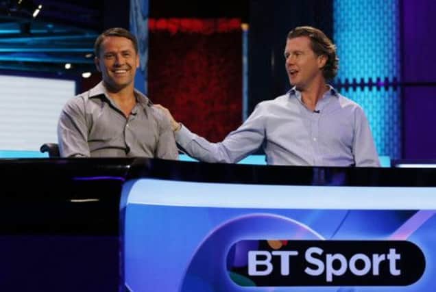 Michael Owen (L) and football expert Steve McManaman during the BT Sport channel launch. Picture: PA