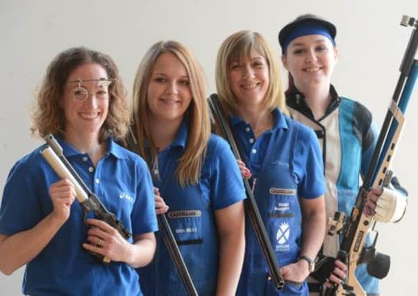 Scotland's Commonwealth Games shooters, Caroline Brownlie, Sian Bruce, Shona Marshall and Jen McIntosh. Picture: Neil Hanna